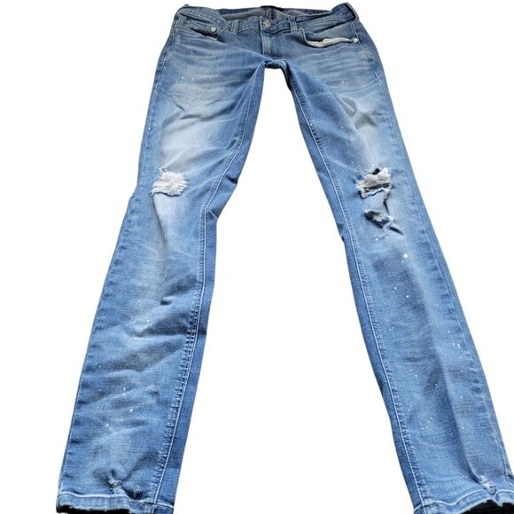Pacsun Jeans Mens 31x31 Tag 31x32 Skinny Dark Wash Distressed Active Stretch - Picture 1 of 7